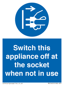 Switch this appliance off at the socket when not in use